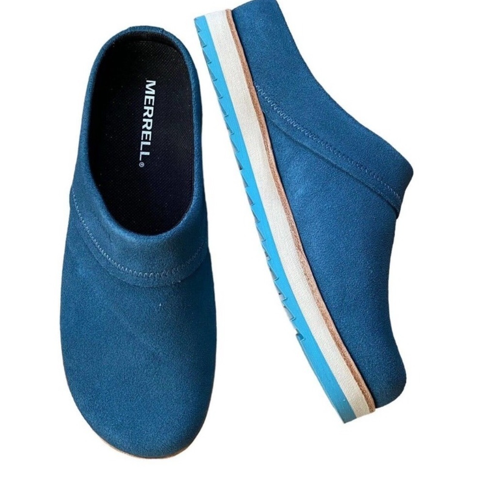Merrell Women’s Slip-On Blue Navy Suede Mules / Clogs — Size 7.5 US